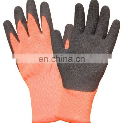 Warm Fleece Lined Terry Cloth Latex Coated Winter Work Gloves