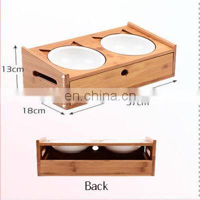 Pet tilted bowl ceramic cat head for dogs food print-dog-bowl various specifications bamboo stand with storage drawers