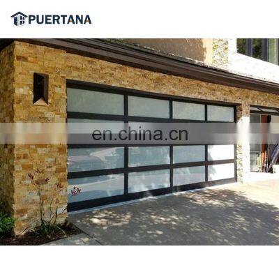 18x7 / 16x8 Glass Garage Door Insulated Clear/frosted Double Glass Garage Door Aluminium Remote Control Residential