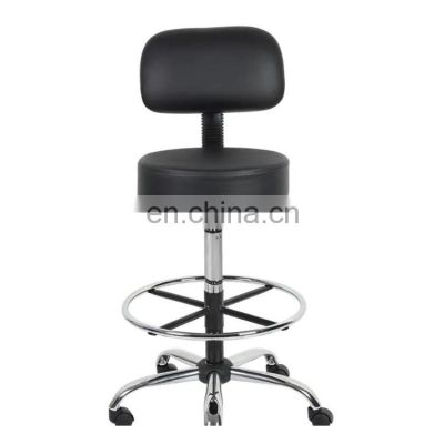 Black/Chrome Faux Leather Office Stool with Swivel Seat Office Chair