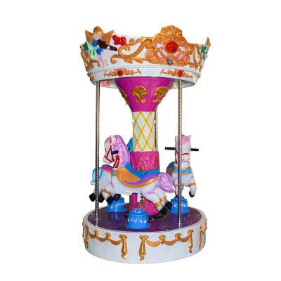 Pink Horse Playground Kids Kiddie Rotating Horses Ride Park Games Carousel For Child