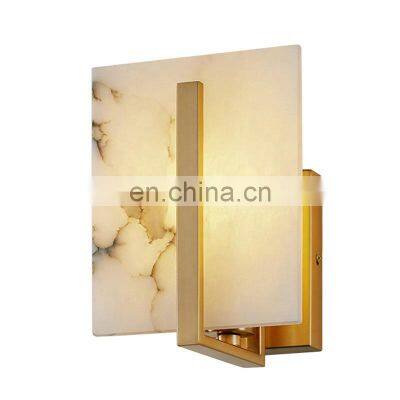 Modern Marble Gold Brass Fancy Wall Light For Bedroom Indoor Wall Sconces Decor Alabaster Wall Lamp