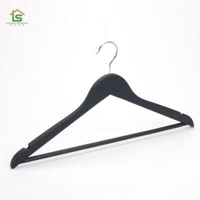 Black Rubber Coated Hangers Plastic Wooden Coat Hangers With Notches photo-2
