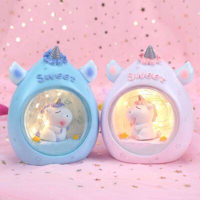 LED Resin Unicorn Night Light For Children Baby Kids Bedside Lamp Children Toy Animal Bedroom Decor Lighting Xmas Birthday Gift photo-2