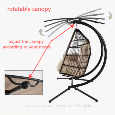 Outdoor 2-Person Patio Hanging Swing Hammock Chair Wicker Egg Chair With Canopy Cover Cushion Living Room Bedroom Courtyard Use photo-2