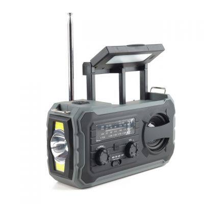BSG-328 Multifunction Solar Emergency Radio with Power Bank, Hand Crank, 4000/8000mAh Battery, SOS Alarm, Flashlight & iPhone 15 Charging
