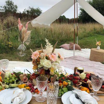 Beach Tent Wholesale Commercial Beach Gazebo UPF 50+ Sun Protection Wooden Pole Sun Shelter Shade Tent With Tassels photo-3