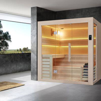 Luxury Multi-user Mixed Infrared Traditional Sauna Room With Modern Design Solid Wood Construction for External Use;