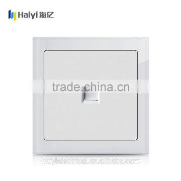 Haiyi White Glass Panel High Crystal 1 Gang Phone Tel Socket