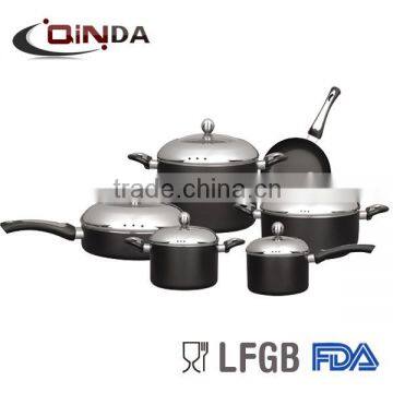 11 pcs non-stick cookware set with stainless steel lid