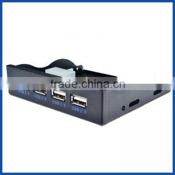 3.5 inch USB 2.0 9 Pin 4 Ports Front Panel Floppy Disk Bay Hub Bracket Cable Computer