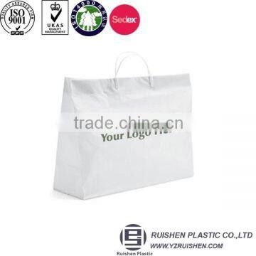 Shopping Bag With Gusset, White Plastic Loop Handle Bag, Loop Handle Bag With Square Bottom