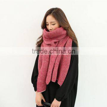 New Design Korean Young Lady Fashion Stripe Knitted Woolen Scarf photo-4