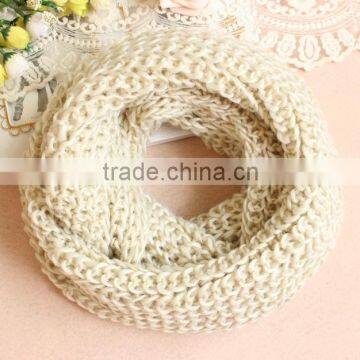 Wholesale Fashion Plain Solid Color Wool Circle Loop Infinity Women Knitted Scarf photo-4