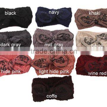 2015 Winter Newest Charm Women's Christmas Gift Knit Elastic Bow Knot Lace Flower Headband photo-6