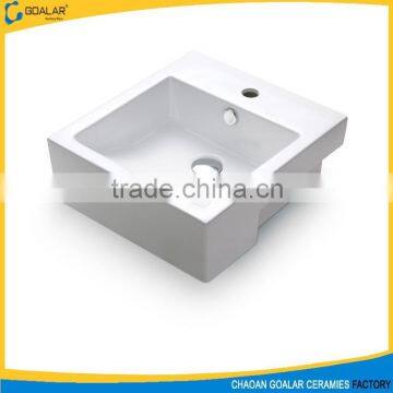 Rectangle small size ceramic semi recessed basin