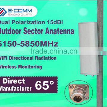 5.8Ghz 15dBi outdoor directional sector dual polarization panel MIMO antenna for WLAN/WIFI transmitting and receiving