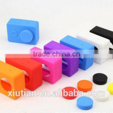 Sillicone Rubber Cover Case Skin Protector for XiaoMi Yi Camera + Lens Cap