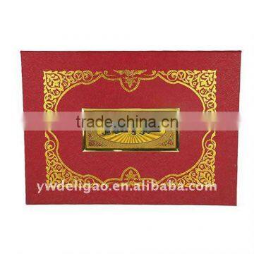 Hot Sale Office Stationery Square Foil Stamping Logo Art Wallpaper Wrapping Arab Honor Certificate Holder