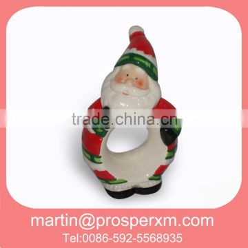 Christmas ceramic santa napkin ring