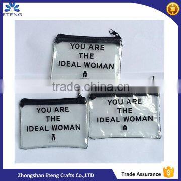 Promotion transparent plastic stitching black zipper bag with printed your own logo                        
                                                                                Supplier's Choice