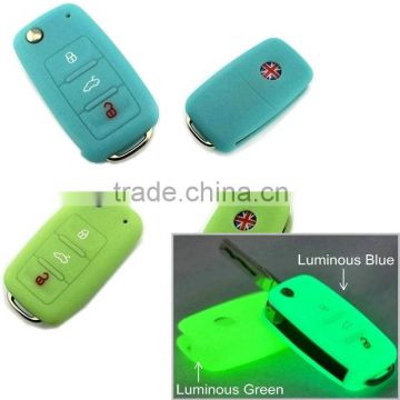 Luminous silicone car remote key cover case shell for VW