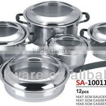 12Pcs Stainless Steel cookware with silicon handle