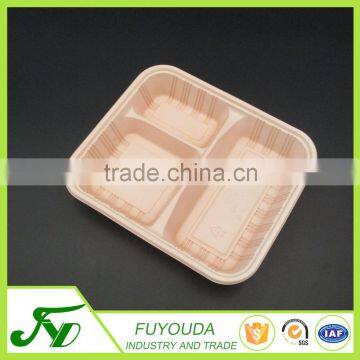 Colorful PP disposable 3-compartment blister food packaging container