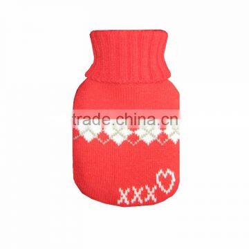 2015 New Design Embroidery Cute Red Knitted Hot Water Bag Cover
