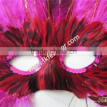 Bachelorette Party Supplies Rose Red Turkey Feather Mardi Gras Mask