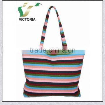 Stripe Cotton Fabric Tote Handbags