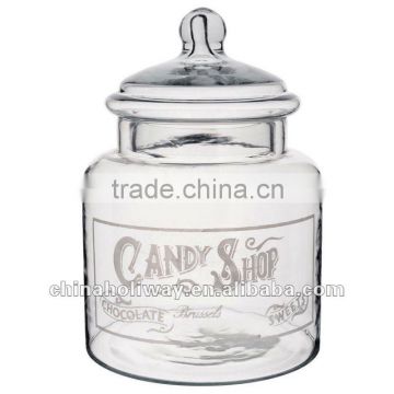 Glass candy box, rounded glass biscuits jar