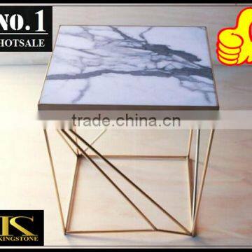 Marble table with metal wire frame for coffe table