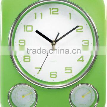 Rectangular Wall Decorative Temperature Humidity Clock With 3 Dials photo-2