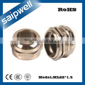 SAIPWELL ML22*1.5 Long Type Brass Plating Nickel Sealed Waterproof Metal cable gland