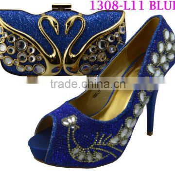 1308-L11 blue Hot sell Sweet shoes match bag for party