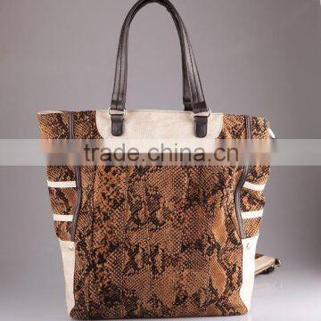 2537- Jangle Style Snake Texture Cloth Material Match PU Shopper Hobo Bag photo-2