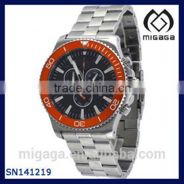 Men's Grand Sport Orange Bezel Black Dial Chronograph Watch