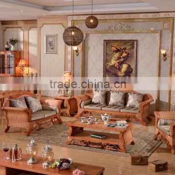 2015 High Quality Indoor Cane sofa 1+2+3 Vintage Rattan Furniture for salon