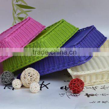 High Quality Plastic Rattan Wicker Display Basket in Store photo-2