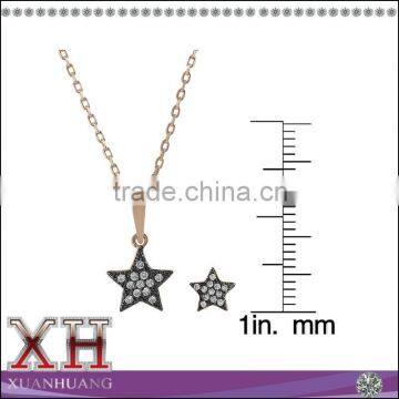 Beautiful Rose Gold Plated Star Cubic Zirconia Silver Jewelry Set photo-3
