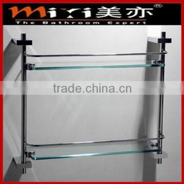 bathroom double glass display shelf