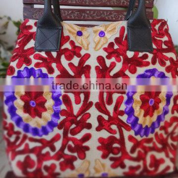 Designer Hand Bag, Suzani Embroidery Handmade Tote Bag, Boho Bag, Beach Accessorie, Women Shoulder Bag, Made In India