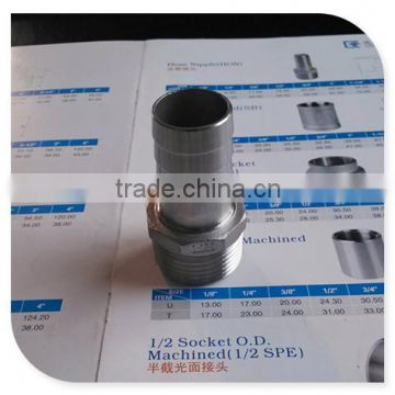 Stainless Steel Threaded Fitting, Hose Nipple, 1 in R Male 25 mm Barbed Male 1in