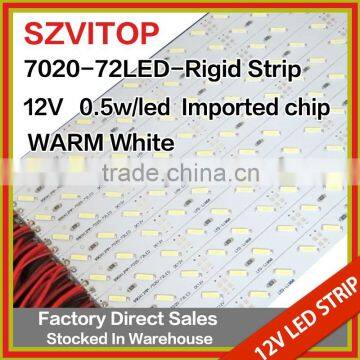 SV Dc 12V LED STRIP Super Bright 7020 72LEDs Rigid Strip Warm White TwoImported Chip Light Non-waterproof 12mm Width PCB 36W