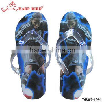 1984 factory soccer star design men nude beach slippers