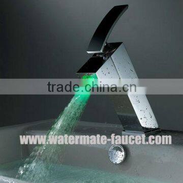 single handle bathroom LED basin faucet in chrome