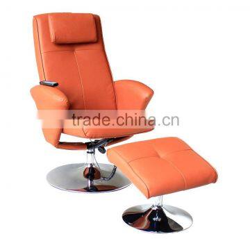 2016 New model electroplate base leather massage recliner chair / relax chair / living room furniture