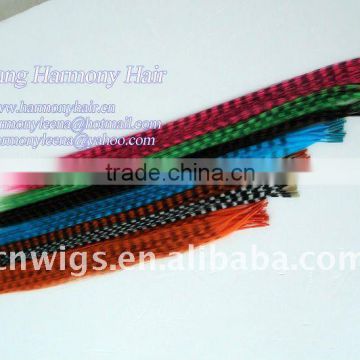 GOOD long thin grizzly rooster feather hair extensions