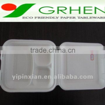 disposable biodegradable tableware 3 compartments fast food container